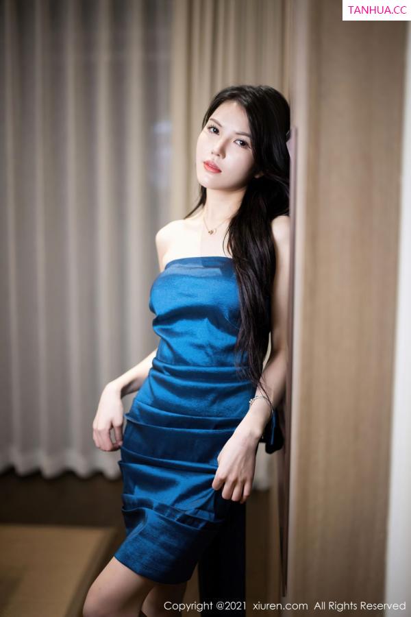 媛媛酱  新人模特媛媛酱 深蓝色典雅礼服第19张图片